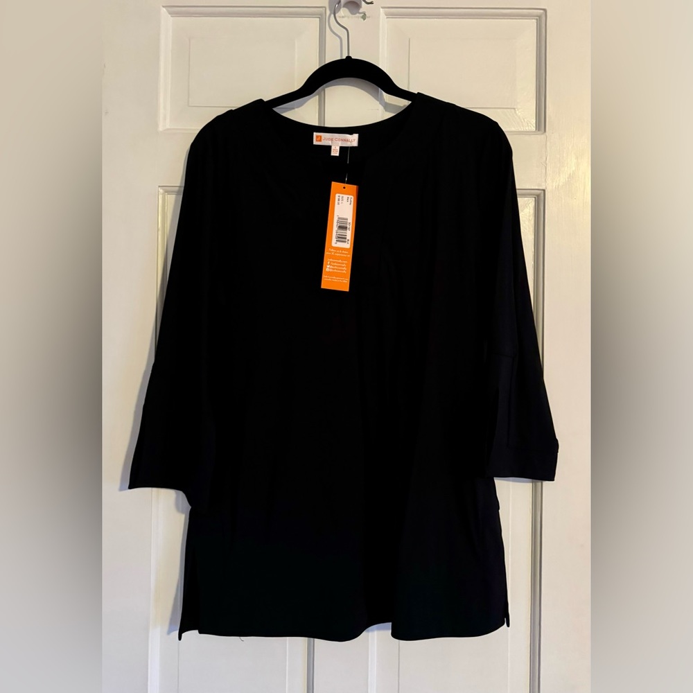 Jude Connally Audrey Black Tunic Top Lightweight Judecloth Black Size Large NWT